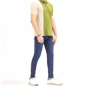 เสื้อเชิ้ตผู้ชายสีเขียวเบจ แขนสั้น ทรงทางการ ปักโลโก้ด้านหน้า ผ้าฝ้ายถัก 100% ระบายอากาศได้ดี น้ำหนัก 180 กรัม - Product Image 2