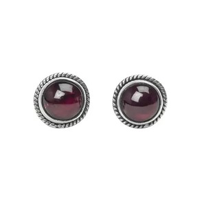 Handmade Garnet <b>Stud</b> Earrings Gold Plated <b>Sterling</b> <b>Silver</b> Rope Edge Birthstone Jewelry Gift for Her Beautiful Jewelry - Product Image 3