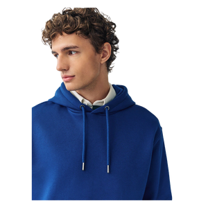 เสื้อฮู้ดผู้ชายสีน้ำเงิน ผ้าฝ้ายถัก สไตล์ลำลอง ทรงโอเวอร์ไซส์ สำหรับฤดูหนาว มีกระเป๋าด้านหน้า ระบายอากาศได้ดี - Product Image 4