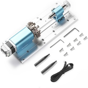 โมดูลแกนหมุนสำหรับเครื่อง CNC ซีรีส์ 4040 และ 3030 พร้อมมอเตอร์สเต็ปเปอร์เกียร์แบบดาวเคราะห์, หัวจับ 4 ขา, ช่วงการจับยึด 10-200 มม. - Product Image 1