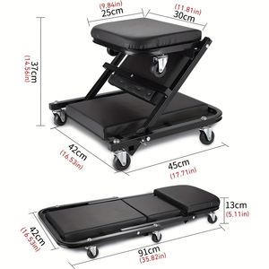 Sedia di riparazione per auto a forma di Spider 2 in 1 da 36/40 pollici pieghevole regolabile a rotolamento con fondo pieghevole 6 ruote rotanti Multiple - Product Image 1