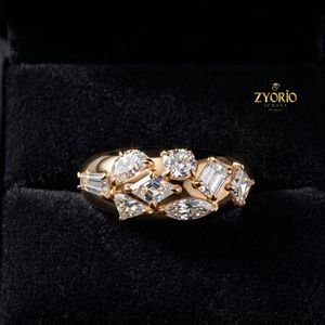 10K Gold Multi Shape Diamond Cluster <b>Ring</b> Unique Diamond <b>Statement</b> <b>Ring</b> Lab Grown Diamond Bridal <b>Ring</b> - Product Image 5