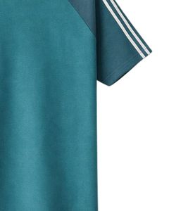Camiseta de Manga Raglán Blanca y Verde Azulado para Hombre, Informal, de Verano, Cuello Redondo, Hombros a Rayas, Transpirable, Mezcla de Algodón, Suave y Cómoda - Product Image 6