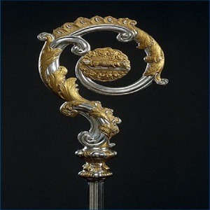 Stylish Golden Brass Classic Church Crozier with Gem Inlays Handicraft Bishop <b>Walking</b> <b>Stick</b> Eco Friendly Durable Factory Direct - Product Image 5