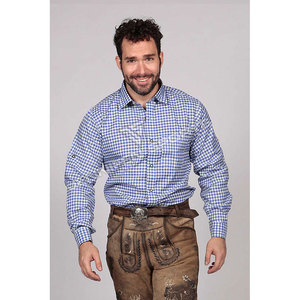Camisa Tradicional Bávara Alemana para Hombre, Diseño Floral Primaveral Azul y Blanco, 100% Algodón, Transpirable, Ecológica, de la Mejor Calidad - Product Image 4
