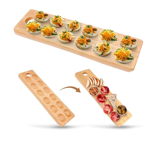 Plato de madera para huevos rellenos con 12 agujeros, soporte de madera para huevos rellenos para encimera, bandeja decorativa de cocina para huevos rellenos - Product Image 2