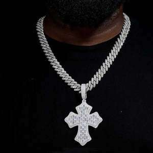 Luxury 925 Silver Moissanite <b>Cross</b> Pendant <b>Necklace</b> Iced Out Brilliant Cut Statement Hip Hop Party Jewelry Gift for <b>Men</b> Women - Product Image 1