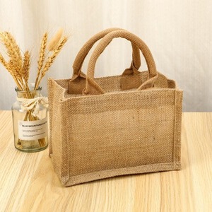 Elegant Reusable Jute Shopping Tote Two Handles Open Closure Sustainable Carry Bag for Outdoor Activities Travel Shopping - Product Image 3
