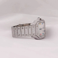 Montre Homme de Luxe Carrée en Acier Inoxydable avec Calendrier et Diamants Colorés, Style Étoile, Mouvement Mécanique Automatique Haut de Gamme, Cadran 20mm