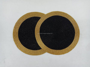 Elegant <b>Beaded</b> Charger <b>Placemat</b> Round Black Gold Table Mat Handmade Luxury Dining Decor Wedding Centerpiece - Product Image 1