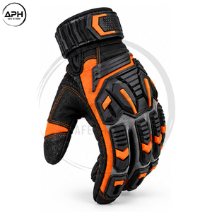 Gants de travail anti-choc robustes noir et orange, avec protection renforcée des phalanges, paume rembourrée, poignet réglable, gants industriels personnalisés - Product Image 2