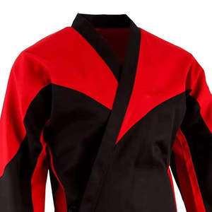 Ensemble d'uniforme de Taekwondo Adiddass rouge et noir à blocs de couleur kwacoku kwesing, haut et pantalon de Dobok pour arts martiaux - Product Image 4
