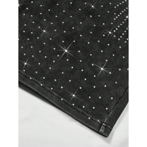 Shorts Bermuda Taille Mi-Haute Double en Coton 100% French Terry Brodé Effet Vieilli de Haute Qualité, Respirant et Écologique - Product Image 6