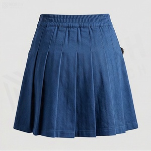 Jupe plissée mini pour femme, couleur unie, taille élastique, respirante, en polyester, à porter en toutes saisons - Product Image 2