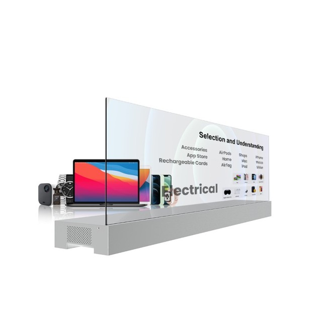 Transparent Oled Floor Stand Display Full Color Capacitive Touch Ag Glass High Brightness for Indoor Advertising