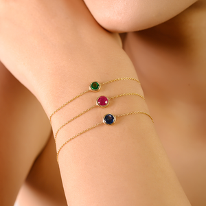 Pulsera de Oro Sólido de 14K con Zafiro Azul Engastado en Bisel, Precio Mayorista de Fábrica, Joyería Apilable para Uso Diario, Proveedor - Product Image 2