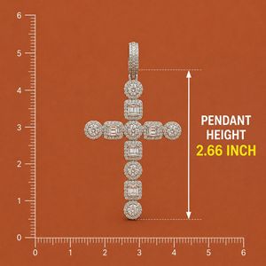 Colgante de cruz HipHop de plata de ley 925 con diamantes de moissanita y circonitas - Product Image 3