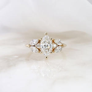 IGI/GIA Lab Grown Marquise Cut Diamond 14K Oro amarillo Boda/Anillo de aniversario Anillos finos vintage unisex para fiesta para - Product Image 3