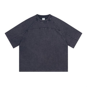 T-shirt délavé à l'acide, vintage, effet usé, coupe ample et carrée, épaules tombantes, manches courtes 285 - Product Image 2