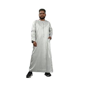 Thobe Hijazi vert sauge pour hommes adultes, vêtement musulman traditionnel polyvalent, respirant, léger, en polyester, à manches longues - Product Image 1