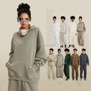 Sweat à capuche oversize en molleton de coton lourd, épaules tombantes, coupe oversize, logo imprimé personnalisé, sweats à capuche et sweat-shirts pour hommes - Product Image 2