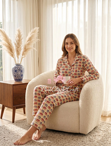 Premium 100% Cotton Digital Printed Elephant Motif Summer Knitted Night Suit Breathable High Quality Women's 2-Piece Pajamas Set - Product Image 4