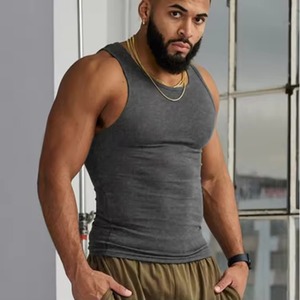 Custom High Quality <b>Men</b> <b>Compression</b> Rib Tank Top Sleeveless Fitness Gym Athletic Muscle <b>Vest</b> Shirt - Product Image 1