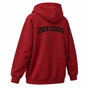 เสื้อฮู้ด Zee Good แบบสวมใส่ได้ทั้งชายและหญิง ทรงโอเวอร์ไซส์ ผ้าฟลีซลำลอง สีแดง พิมพ์ลายด้านหน้า ดีไซน์กระเป๋าเสื้อ เหมาะสำหรับใส่ในฤดูใบไม้ร่วง - Product Image 5