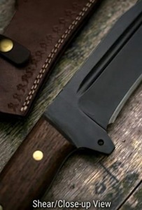 Couteau de chasse artisanal en acier inoxydable à lame pleine, manche en bois, lame à pointe tombante, étui en cuir noir, outil de survie en plein air - Product Image 4