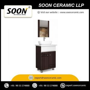 Domus Collection Classic Design Rectangle Wall-Mounted Ceramic Basin Bathroom <b>Vanity</b> <b>Table</b> Mirror Included PVC Material Water - Product Image 5