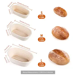 Meilleur Prix – Ensemble de paniers à pain en rotin faits à la main avec doublure – Paniers de levage ronds/ovales pour pain au levain - Product Image 5