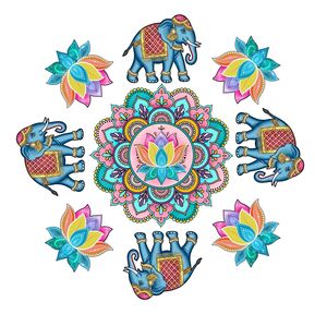 Kit Rangoli Traditionnel en Bois Éléphant Lotus – Décoration Multi-pièces pour Festival Indien Diwali et Mariage Sangit - Product Image 5