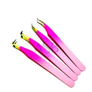 Pince à épiler pour extensions de cils à pointe en fibre rose ombrée, instrument de beauté en acier inoxydable, légère, à prise ferme, à pointe fine - Product Image 1