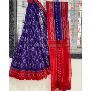 Yellow and <b>Red</b> Linen Digital Print <b>Saree</b> Party Wear Dress - Product Image 3
