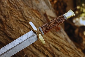 AHS SU # Couteau de chasse en acier au carbone 86, manche en bois de rose, lame droite, épaisseur 0,5 mm, longueur totale 70 cm, garantie 3 ans, OEM - Product Image 5