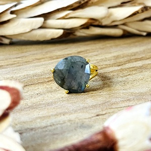 Unique Design Labradorite <b>Ring</b> Boho <b>Brass</b> <b>Rings</b> Women 18k Gold Plated Dainty Solitaire Statement Jewelry for Wholesale/OEM/ODM - Product Image 5
