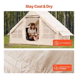 Tenda Gonfiabile per 3-5 Persone, Facile da Montare, con Pompa Manuale, in Oxford 300D PVC, per 4 Stagioni, Tenda Glamping con Stufa, Robusta - Product Image 4