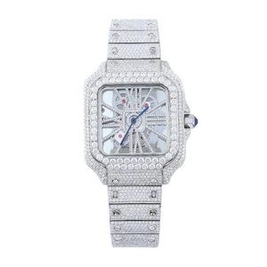 Montre mécanique squelette unisexe de luxe en moissanite et diamants pour hommes et femmes, vente en gros - Product Image 5