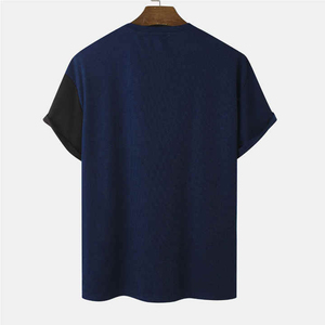 เสื้อยืดคอกลมแขนกุดสีกรมท่าสำหรับผู้ชาย ทรงปกติ สไตล์ลำลอง ผ้าถัก ซักแบบแอซิด แห้งเร็ว - Product Image 1