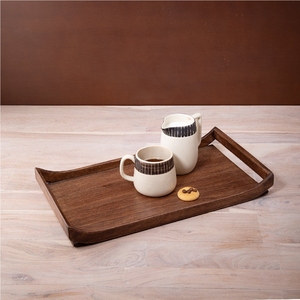 Plateau de service rustique en bois avec poignées, plateau rectangulaire en bois pour aliments, plateau décoratif pour table basse, plateaux pour hôtel et restaurant - Product Image 3