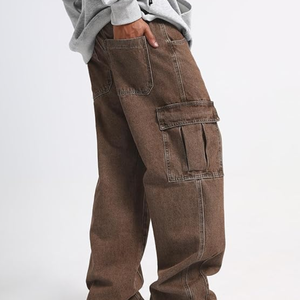 Pantalones Vaqueros Cargo Holgados de Pierna Ancha, Lavado Medio, Algodón, Múltiples Bolsillos, Tiro Medio, Ajuste Holgado, Estilo Hip Hop Y2K Streetwear - Product Image 2