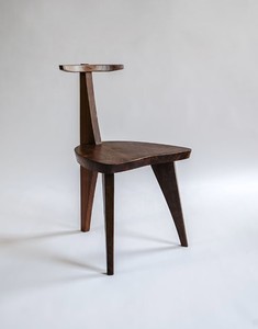 Premium Solid Teak Wood Accent <b>Chair</b> 3 <b>Legged</b> Triangular Seat <b>Chair</b> with Pyramid Backrest - Product Image 1