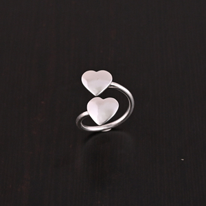 Modern Double-Heart <b>Adjustable</b> <b>Ring</b> for Women | Wedding & Party Occasions | 925 Sterling <b>Silver</b> - Product Image 3