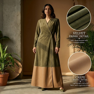 Elegante Vestido Abaya de Satén en Dos Tonos para Mujer, Ropa Islámica Modesta, Estilo Maxi |   Vestido Kaftan Estilo Dubái de Manga Larga 2026, Moda Premium - Product Image 4