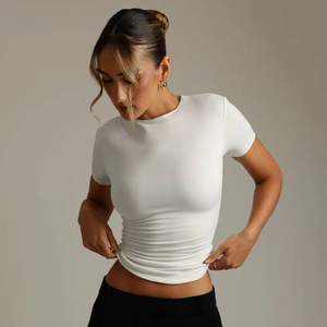 T-shirts basiques pour femmes, hauts d'été 2026, crop top à manches courtes, tee-shirt Y2K, vêtements de sport mignons pour la gym - Product Image 1