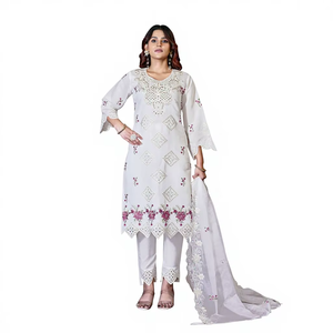 Traje Salwar de Tela de Seda Romana Viscosa de Diseño Moderno, Estilo Indio-Pakistaní, Exclusivo y de Última Moda para Mujer, Ideal para Fiestas, Bodas y Eventos Étnicos - Product Image 1