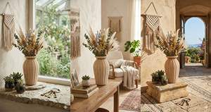 Cesta redonda de ratán, florero artesanal de 7 piezas - Product Image 6