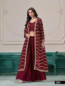Chinon Designer Free Size Stitched Modern Crop for Wedding Party Diwali - Product Image 4