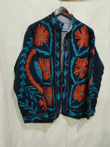 Chaqueta de punto Suzani con cuello alto y bordado floral, manga larga, transpirable, cortavientos, abrigo de invierno para mujer, naranja, azul, azul marino - Product Image 2