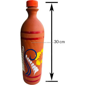 Pure Clay Eco Friendly Drinkware <b>Water</b> <b>Bottle</b> 1 Litre Earthenware Brown Terracotta Custom Logo Outdoor Use - Product Image 2